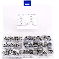 200 piezas M3 M4 M5 M6 M8 M10 M12 Kit de surtido de tuercas de brida hexagonal con cerradura de nylon-304 de acero…